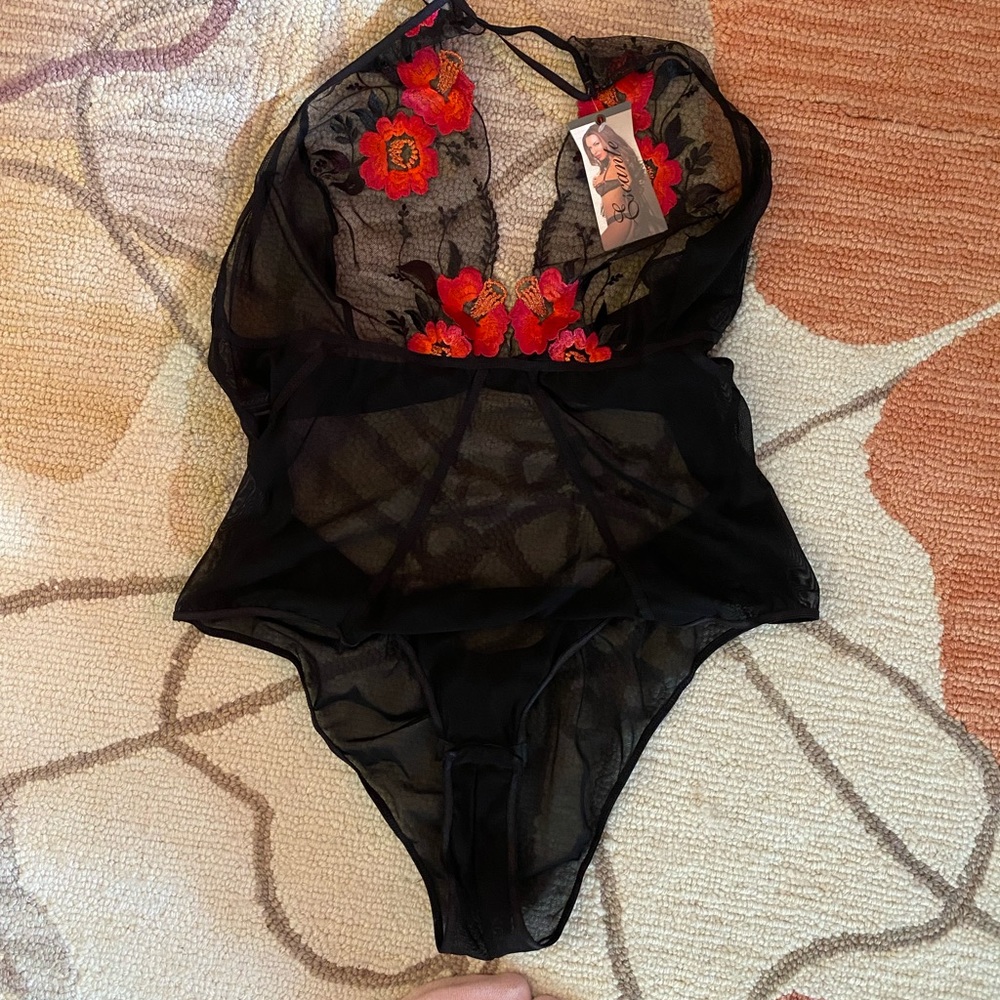 Halter top lace body suit NWT
